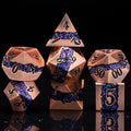 Polyhedral Metal Dice DND,RPG Purple Glitter Stripe Dice Set,Antique Copper Metal Dice Set for Role Playing Games