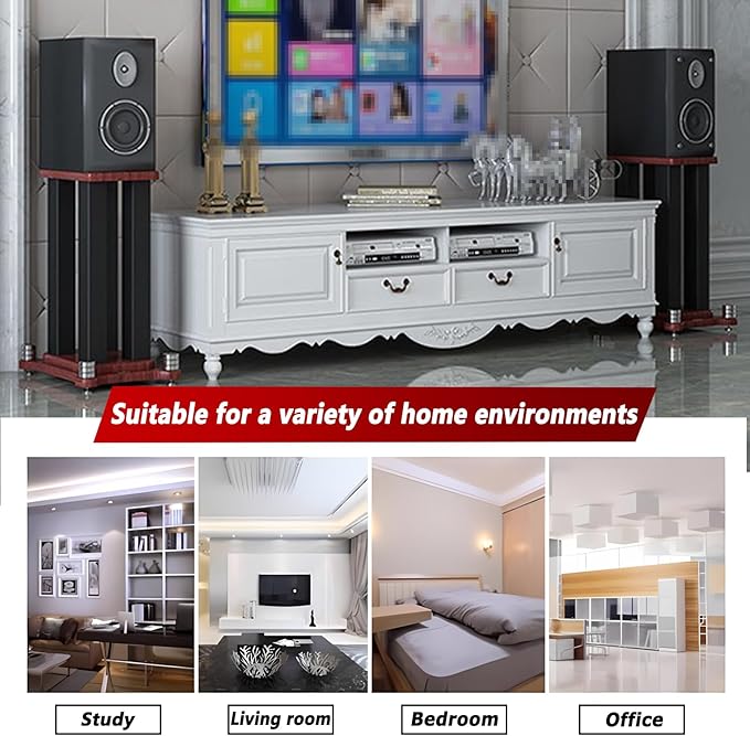 A Pair of Universal Speaker Stands, Heavy Duty Speaker Stands Holds Bookshelf Speaker Satellite Speaker Large Speaker, Vibration-Absorbing MDF Design, Holds 88lbs Speaker (Teak, 80cm/31.4in)