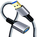 Tan QY USB 3.0 Extension Cable 24.5Ft/7.5M, USB 3.0 High Speed Extender Cord Type A Male to A Female for PlayStation, USB Flash Drive, Hard Drive, Card Reader,Scanner,Printer (Silver, 24.5Ft)