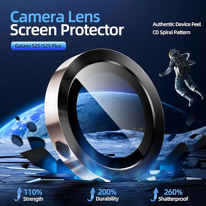 X-it Camera Lens Protector for Samsung S25, 9H Tempered Glass, Independent Metal Aluminum Edge Original Protection Design, Suitable for Phone Case, Anti-scratch, Anti-reflective,PinkGold
