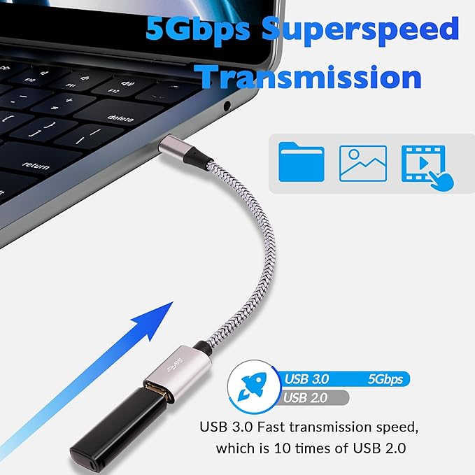 USB to Micro USB Adapter 4 Pack, Unidirectional Micro USB Male to USB Female 2.0 OTG On-The-Go Cable Converter, Nylon Braided, Aluminum Shells for S7 LG, Flash Drive, Mouse, Keyboard, Game Controller