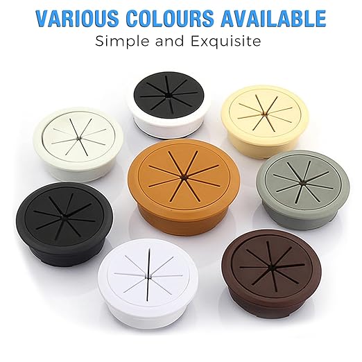 Desk Grommet 2-3/8" (60 mm), Desk Hole Cover for Cables White, Cable Grommet ABS Plastic, Desk Hole Grommet for Office and Home Table Cable, Detachable & Flexible Cable Cord Organizer-4 Pcs