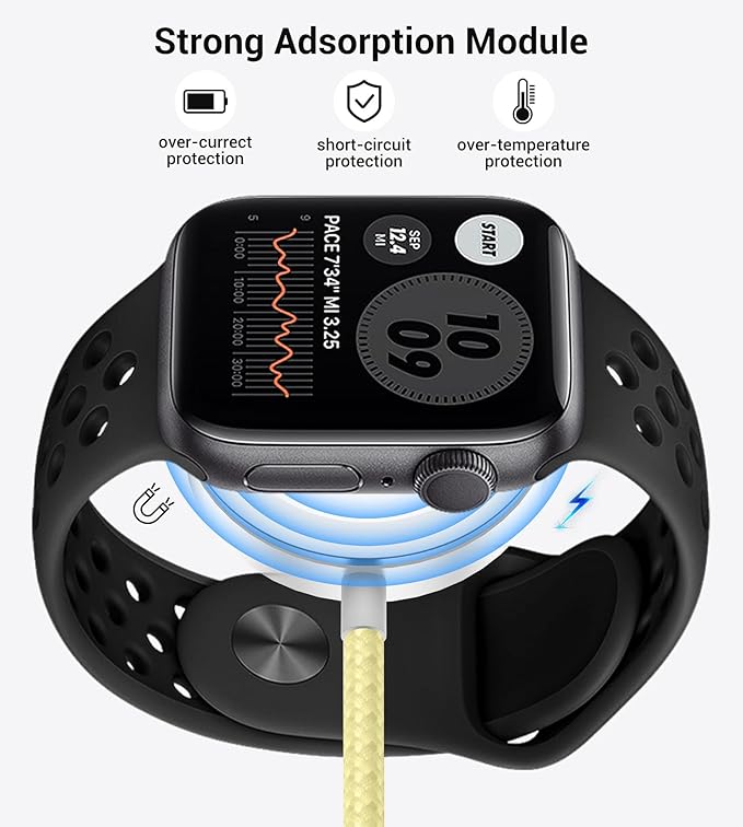 Temdan for Travel Vacation Essentials,3 in 2 USB C Cable for Apple Watch Charger/iPhone 16 Charger/Lightning,Multi Charging Cable Cord,Camping Essentials,Designed for iWatch &iPhone 16-12-4FT Yellow