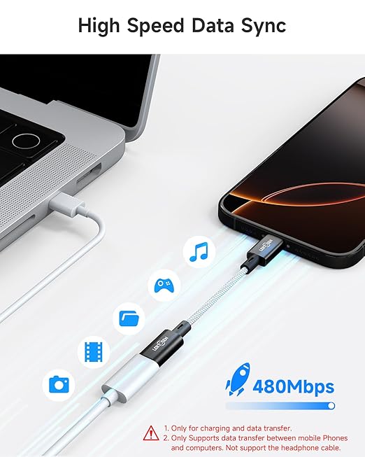 2 Pack 27W USB C to Lightning Cable Adapter, PD Fast Charging & Data Transfer, Type C Female to Lightning Male Charger Converter Cord for iPhone 14/13/12/11,iPad, Airpods,Not for Audio/Headphone/OTG