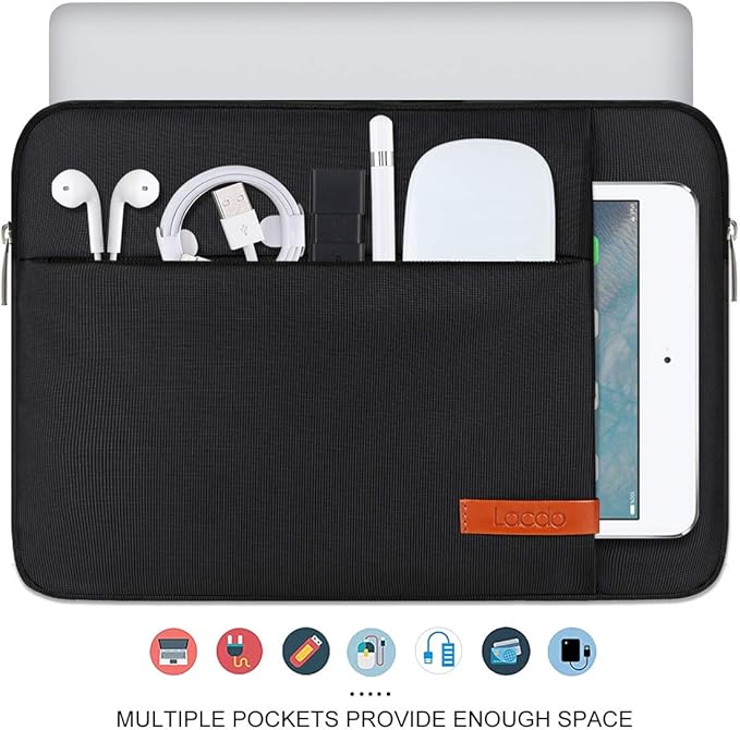 Lacdo 16 Inch Laptop Sleeve Case for 16 Inch HP Lenovo ASUS Acer Dell Laptop/HP Pavilion Envy 16 / Lenovo ThinkPad IdeaPad 16 / Acer Swift 16 / ASUS Vivobook 16 / Dell Inspiron 16 Computer Bag,Black