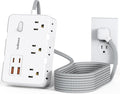Surge Protector Power Strip 10 Ft Cord, Ultra Thin Flat Extension Cord with 6 Outlets 4 USB Ports(2 USB C), Flat Plug Power Strip, Braided Power Cord for College Dorm Room Essentials
