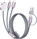 Temdan for Travel Vacation Essentials,3 in 2 USB C Cable for Apple Watch Charger/iPhone 16 Charger/Lightning,Multi Charging Cable Cord,Camping Essentials,Portable Designed for iWatch &iPhone 16-12-5FT