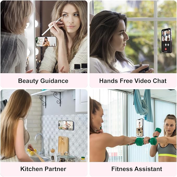 2PCS Silicone Suction Phone Case Mount,Non Slip Suction Cup, Hands-Free Phone Accessories Holder for Selfies and Videos,Silicone Adhesive Stand Sticky for Cell Phone Chalk Pink