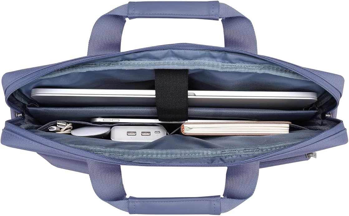 MOSISO Laptop Shoulder Bag, Computer Bag with 2 Raised&1 Flapover&1 Horizontal Pocket&Handle&Belt