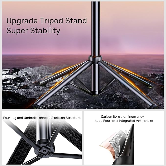 Auto Face Tracking Selfie Stick Tripod for iPhone with Light,360 Rotation That Follows Your Movement,70" Phone Camera Tripod Stand with Remote for Content Creator Vlog Live Stream Video Recording