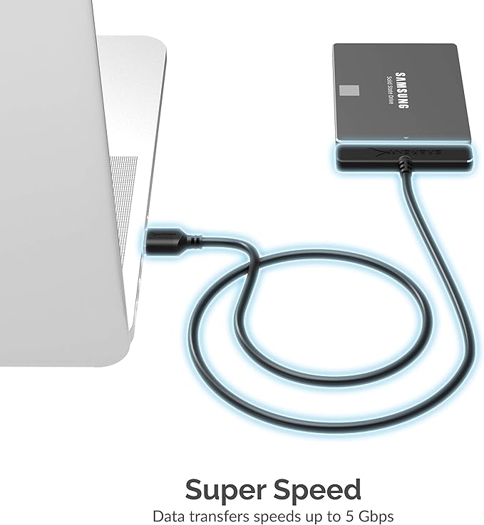SABRENT SATA to USB Cable - USB 3.0 to 2.5” SATA I/II/III Hard Drive Adapter - External Converter for SSD/HDD Data Transfer (EC-SSHD)