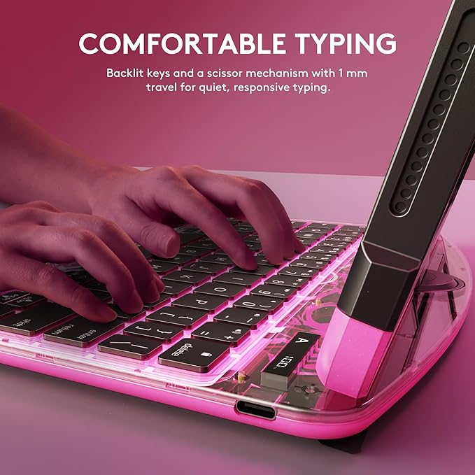 GUSGU Transparent Case with Wireless Keyboard only for 2024 iPad Pro 13-in.(M4), 7 Colors Backlight, Trackpad, 360°Rotating Stand for iPad Pro 13, Tech Style