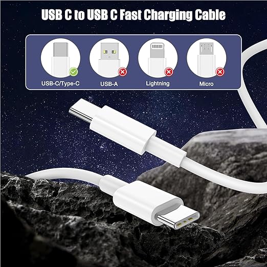 3-Pack 1FT 60W USB C to USB C Cable, Type C Fast Charging Cable for iPhone 16 15 Pro Plus Pro Max，for Galaxy S24 S23, for iPad Pro/Air, for MacBook Pro/Air and More