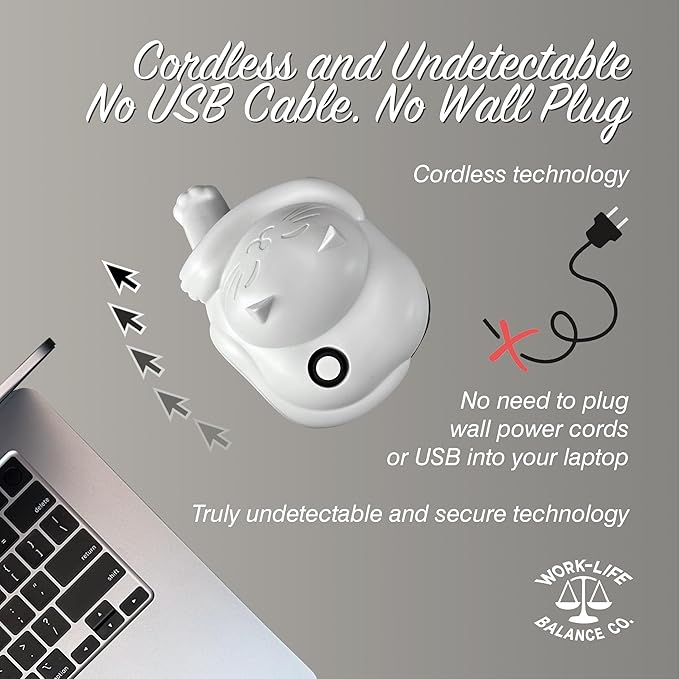 Laptop Trackpad Jiggler -AA Battery Lasts 6 Months -Undetectable -Cordless Mouse Jiggler -Does Not Work on DeII -Keeps Touchpad Active, Laptop Awake -Mechanical Mouse Mover -ON/Off Switch (Gray Cat)
