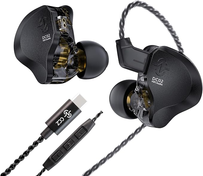 in Ear Monitor Headphones,CCZ DC02 Type-C IEM Earphone Dual Magnetic Circuit DD Wired Headphones,Professional Hifi Earphone,Stereo Sound Gaming Earbuds Headphone,CCZ In Ear Monitor for System