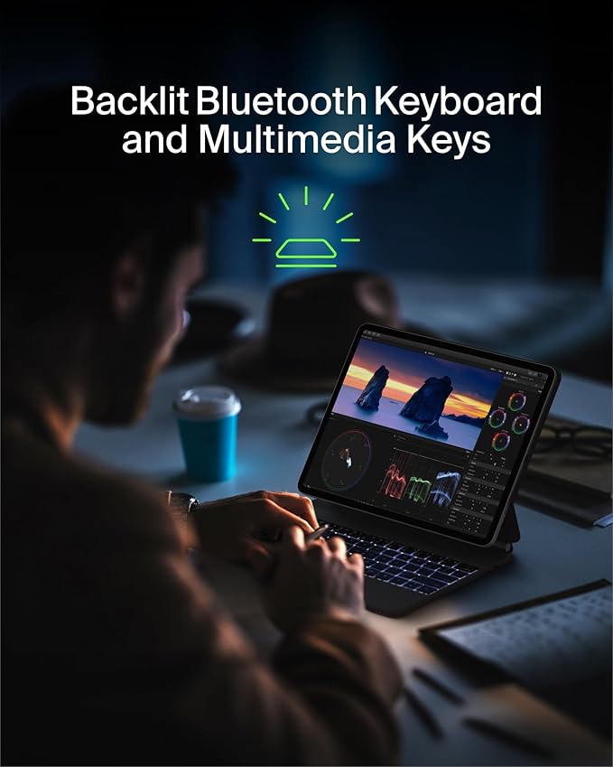 Belkin Pro Keyboard Case w/Magnetic Stand, Backlit Bluetooth Keyboard, Multi-Gesture Controls, Magnetic Apple Pencil Storage Compatibility, & Multimedia Keys for iPad Pro 12.9" & iPad Air 13" - Black