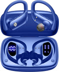 bmani Wireless Earbuds Bluetooth Headphones 48hrs Play Back Sport Earphones with LED Display Over-Ear Buds with Earhooks Built-in Mic Headset for Workout Blue