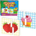48 Food Matching Puzzles with Error-Correction Mechanism Pre-Primer in 2 Pieces, Perfect for Preschool Learning (24 Blocks Double Sided)