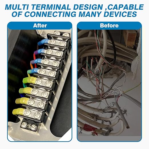 GLOSO TBE Double Row Stainless Terminal Blocks, Marine Grade, 4-14 AWG Cu, 75A/600V - 1 Pack, 10 Poles