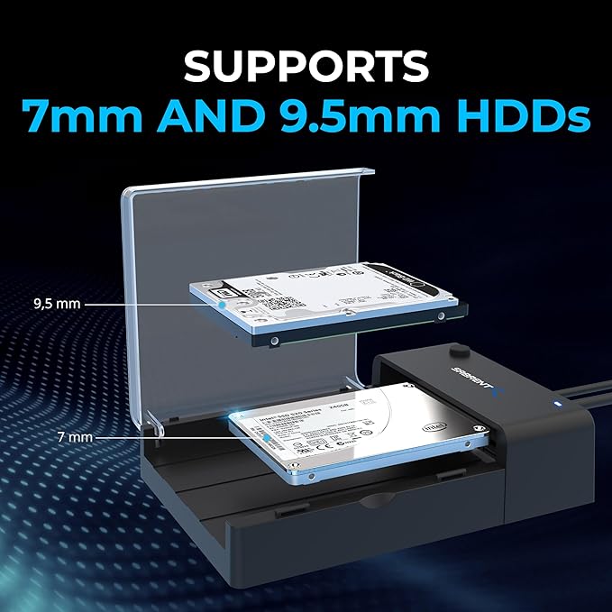 SABRENT USB 3.0 to SATA External Hard Drive Lay-Flat Docking Station for 2.5 or 3.5in HDD, SSD [Support UASP] (EC-DFLT)