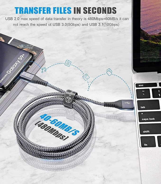 sweguard USB C Cable 3.1A Fast Charging [3Pack,10ft+6.6ft+6.6ft], USB-A to USB-C Charger Nylon Braided Cord for Samsung Galaxy S21 S20 S10 S9 S8 Plus/FE Note 20 10 9 8 7, A71 A51 A32,LG,Moto,PS5