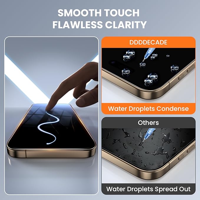 Screen Protector for iPhone 16 Pro Max Military Grade Tempered Glass Auto-Alignment OneTouch Kit Cell Phone Accessories Bubble Free Case Friendly Auto Dust-Removal Easy Install [1 Pack]