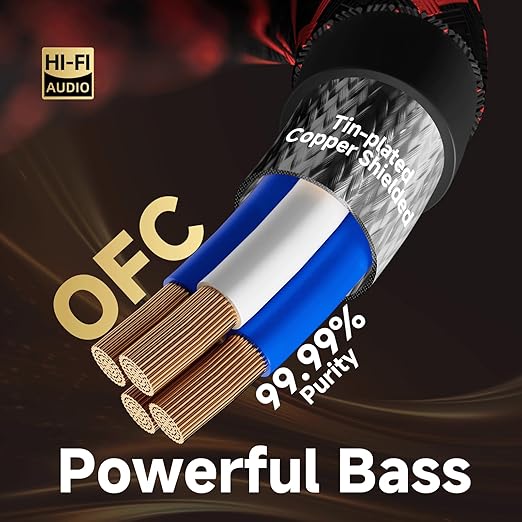 TODN HiFi RCA Cables, Audiophile 2 RCA Male to Male Shielded Audio Cable for Home Stereo Systems, Premium 4-Core Oxygen-Free Copper (4.9ft/1.5m, 1 Pair)