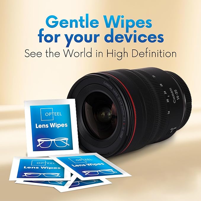 Lens Wipes for Eyeglasses - Pre-moistened Eyeglass Lens Cleaning Wipes - 500 Lens Wipes Individually Wrapped Sracth-Free Streak-Free Eye Glasses Wipes Lens Cleaner for Sunglass & Camera Lens