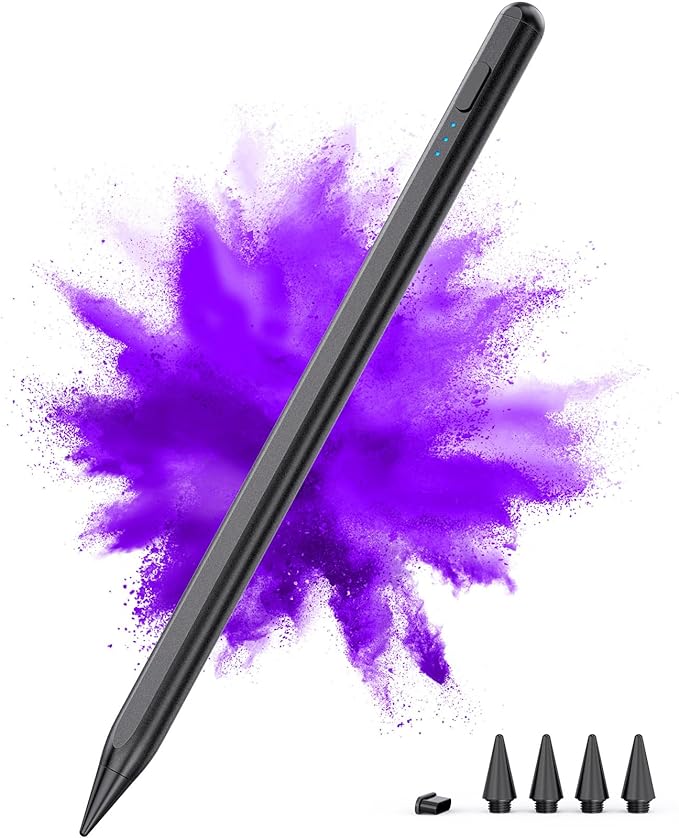 Stylus Pen for iPad 2018-2025, 15Mins Fast Charge for Apple Pencil, Palm Rejection, Compatible with iPad 10/9/8/7/6, iPad Pro 12.9"/11"/13" M4, iPad mini 6/5, iPad Air 5/4/3/11"-13" M2