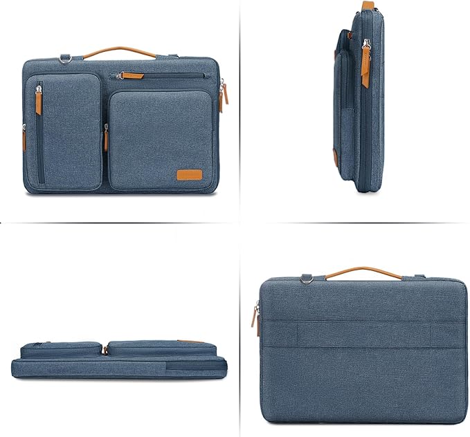 MOSISO 360 Protective Laptop Shoulder Bag,13-13.3 inch Computer Bag Compatible with MacBook, HP, Dell, Lenovo, Asus Notebook,Side Open Messenger Bag with 4 Zipper Pockets&Handle, Haze Blue