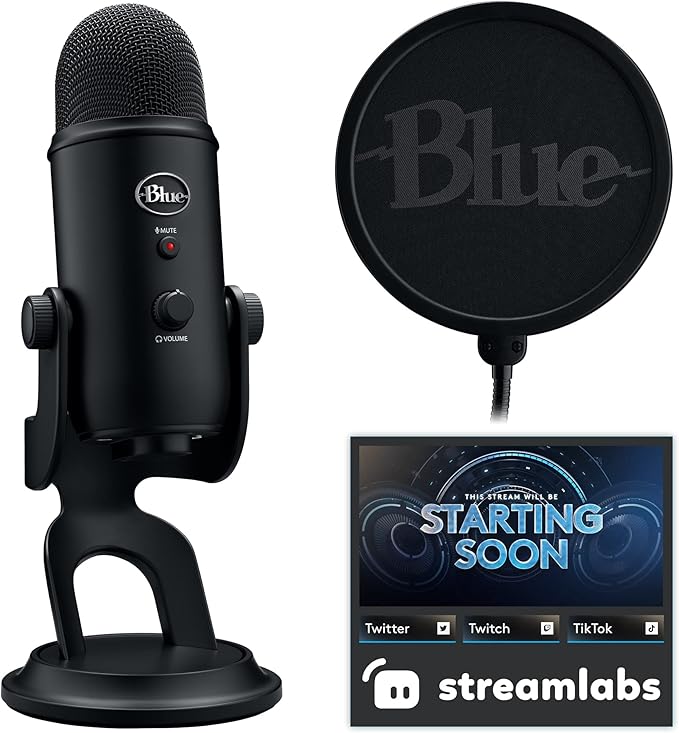 Blue Yeti Streaming Micophone Kit with Microphone for PC/Mac/PS4/PS5