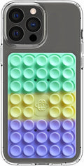 Silicone Double-Sided Suction Phone Grip Detachable Mount - Car Dashboard/Shower Phone Holder, Hands-Free For Selfies & Videos, TikTok/ASMR - iphone & Android Compatible (3.94"x2.5",Colorful Stripes)