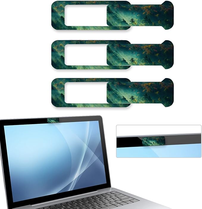 Webcam Cover, 3 Pieces, Laptop Camera Cover, Privacy Shielding Capacity is Twice as Big as The Traditional, Suitable for Computer Mobile Phones, laptops, Tablets and so on (Forest)