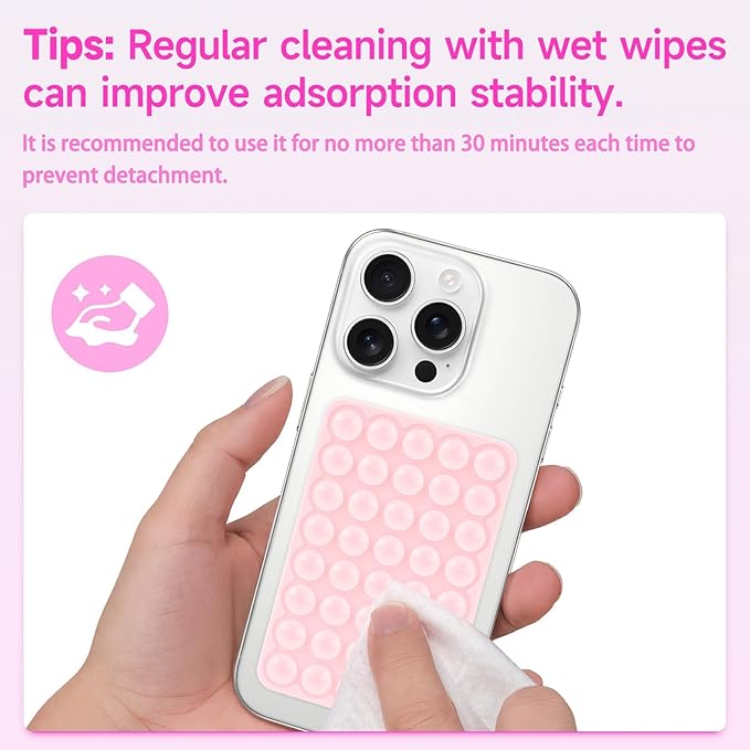 Silicone Suction Phone Case Mount, Non Slip Suction Cup Phone Mount, Phone Accessories Holder for Selfies and Videos, Silicon Adhesive Phone Stand Sticky for Cell Phone Sky Blue