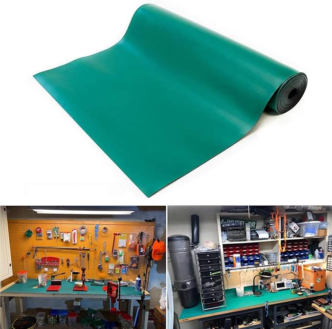 MYOYAY 23.6" x 118" Rubber ESD Soldering Mat Roll 0.08" Thick Anti-Static High Temperature Workbench Mat Electrical Grounding Desk Pad for Workstation Soldering Electronics Circuit Board Repair