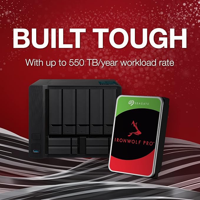 Seagate IronWolf Pro, 16 TB, Enterprise NAS Internal HDD –CMR 3.5 Inch, SATA 6 Gb/s, 7,200 RPM, 256 MB Cache for RAID Network Attached Storage (ST16000NT001)