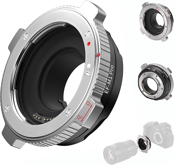 VILTROX EF-M1 Pro Lens Adapter, Auto Focus Ring Mount Adapter Lens Converter with Security Lock Compatible with Canon EOS EF/EF-S Lens to M4/3 MFT GH4 GH5 GF6 GX7 E-M5 E-M10II E-PL5 Cameras