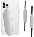 Phone Grip Strap - Reversible Finger Holder for Phone Back, Customizable Anti-Slip Design, Wireless Charging Compatible Detachable Holder for iPhone - Metallic Silver