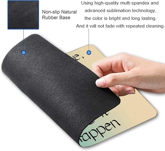 Gaming Mouse Pad,Stay Positive Work Hard and Make It Happen Mouse Pad Non-Slip Rubber Base Inspirational Mouse Pads for Computers Laptop Office, 9.5"x7.9"x0.12" Inch(240mm x 200mm x 3mm)
