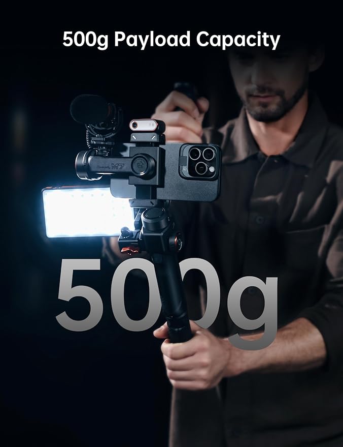 Hohem iSteady M7 Smartphone Gimbal Stabilizer, AI Tracking Sensor with Fill Light, 1.4" Full Color Detachable Touchscreen Remote Control, Built-in Extension Rod, 3-axis Phone Gimbal for iPhone Android