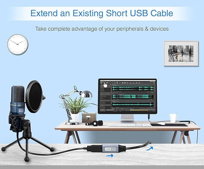 BlueRigger USB 3.0 Extension Cable (6FT, 5 Gbps, Type A Male to Female Adapter Cord) - Long USB Repeater Extender for VR Headset, Printer, Hard Drive, Flash Drive, Keyboard, Mouse, Xbox