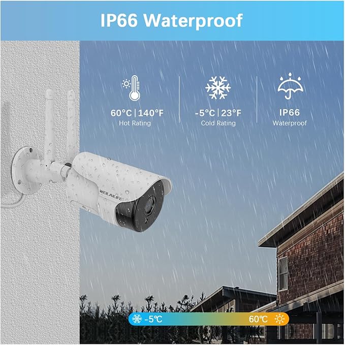 【2-Way Audio & Super Night Vision】 Outdoor Wireless Security Camera System, Wireless DVR System, WiFi Video Surveillance, Home Security Cameras