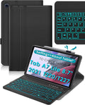 DETUOSI Backlit Keyboard Case for Samsung Galaxy Tab A7 Lite 8.7" 2021 (SM-T220/T227U) with S Pen Holder, 3 Viewing Angles Folio Leather Book Cover with Magnetic Closure + Wireless Keyboard Detachable