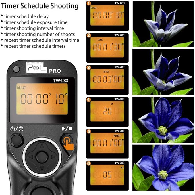 Wireless Remote Shutter Release Cable Wired Timer Remote Control TW-283DC0 Compatible for Nikon D850 D810 D800 D700 D500 D300 D300s D200 D40s D800E D810A D1X D2H D3X D1 D2 D3 D3s D4 D5 D4s F5 F6 F100