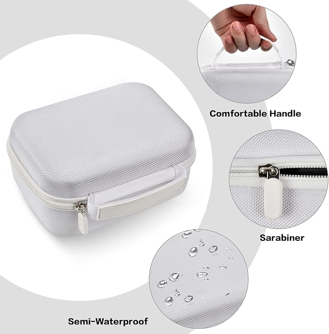 Case Compatible with Phomemo M110 Label Maker - Portable Mini Bluetooth Thermal Label Maker Carrying Storage Bag for Printer Labels, USB Cable and Accessories (Box Only) - White