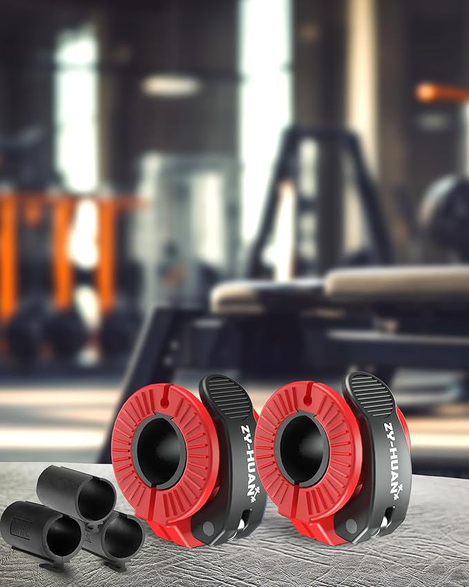 Pro Barbell Clips 1 inch Barbell Clamps 0.9-1.18inch Quick Release Weight Clips for Bars Multi-Size Adjustable Olympic Barbell Clamps