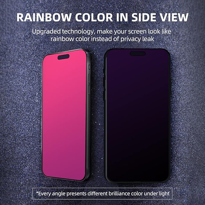 EGKimBa Privacy Screen Protector for iPhone 16 Pro Max, 6.9 inch Tempered Glass Gradient Colorful Anti Blue Light HD Full Coverage