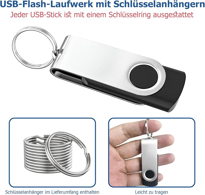 Flash Drives 64GB 10 Pack, Wooolken USB 2.0 Thumb Drives with Keychains Memory Stick USB Drive Pendrive for PC Laptop Computer (Mixcolors)