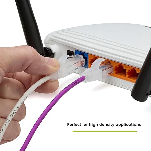 TRUECABLE Cat6 Component Rated Patch Cable, Unshielded (U/UTP), 2ft, Purple, 28AWG Solid Copper, Snagless 10G High-Speed Ethernet Cable, PoE++ 4PPoE 100W, UL Listed, RoHS-3, 1 Pack