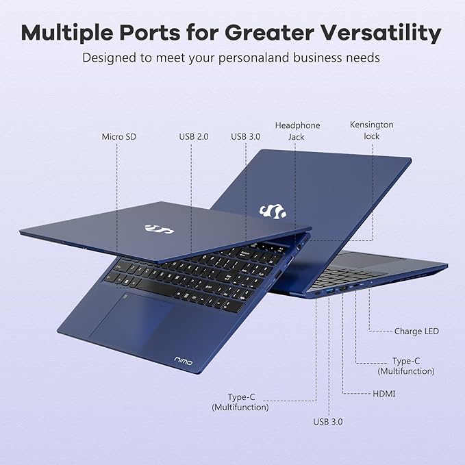 NIMO 15.6" IPS FHD-Gaming-Laptop, AMD Ryzen 5 6600H 6-Cores 660M GPU 64GB DDR5 RAM 2TB SSD(Beat i7-1165G7, Up to 4.5GHz) Computer with 100W GaN Type C Fingerprint Backlit Keyboard Win 11